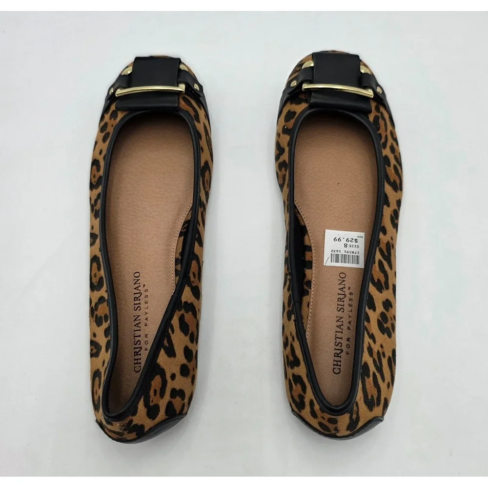 Christian Siriano for Payless Size 8 Ballet Slipper Flats Leopard Print W Buckle